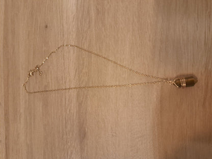 Collier Boho doré en Œil de Tigre - photo réelle pierre brun doré