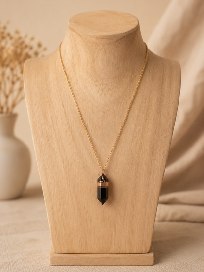 Collier Boho Obsidienne Noire - photo studio