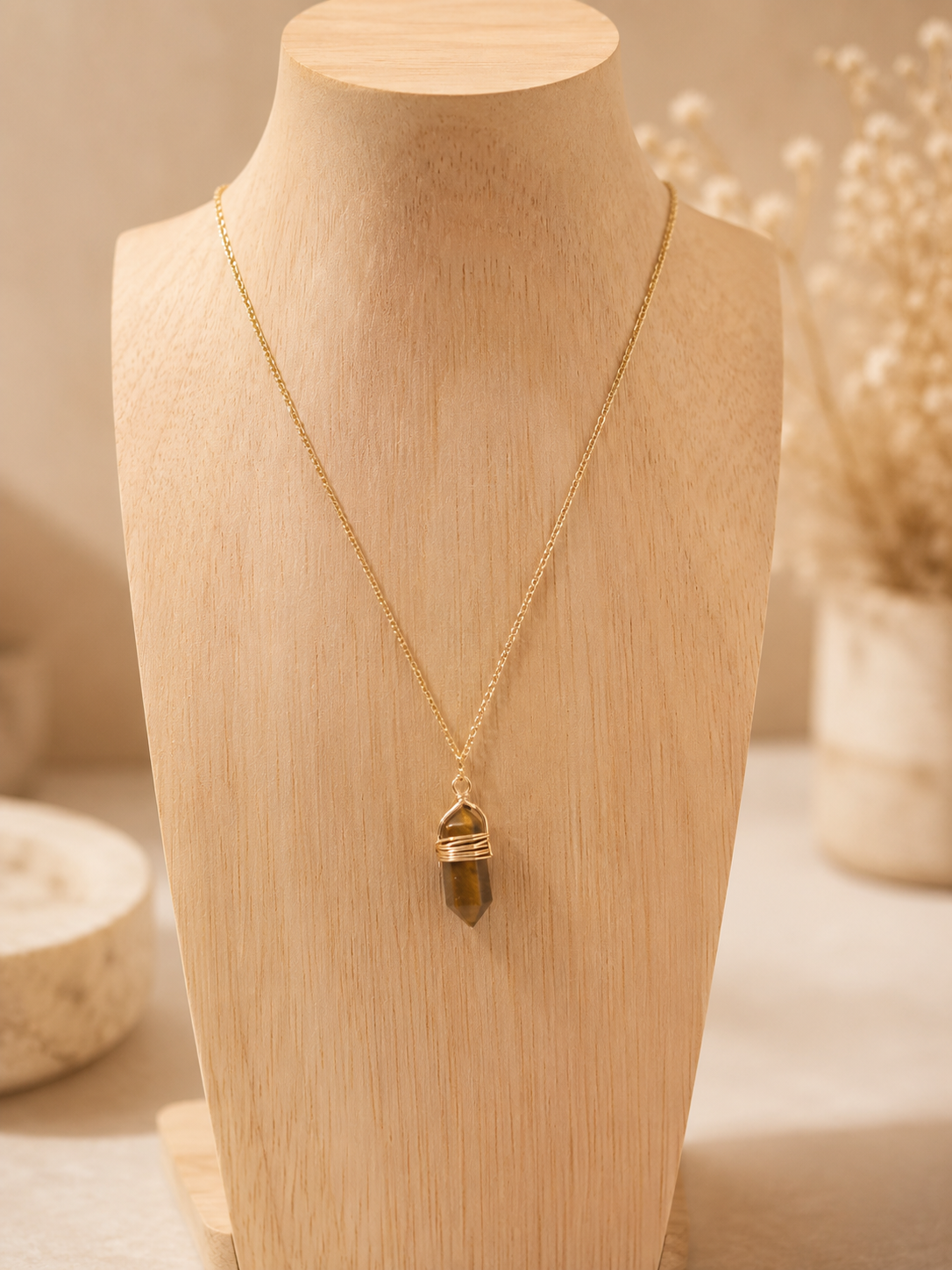 Collier Boho Oeil de Tigre - photo studio