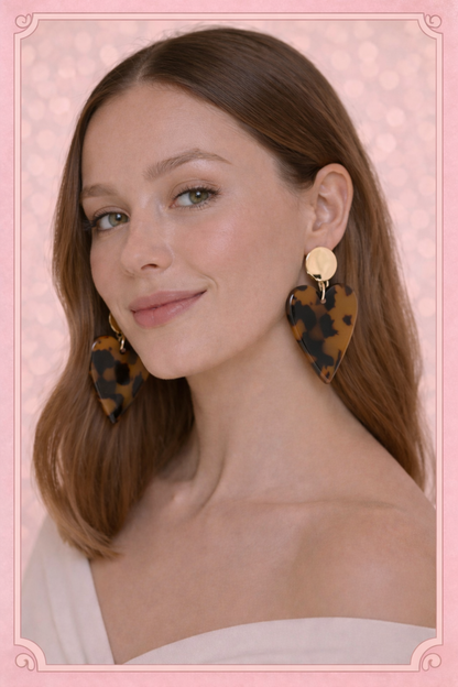 Boucles d’oreilles dorées Femme Cœur Léopard en acier inoxydable