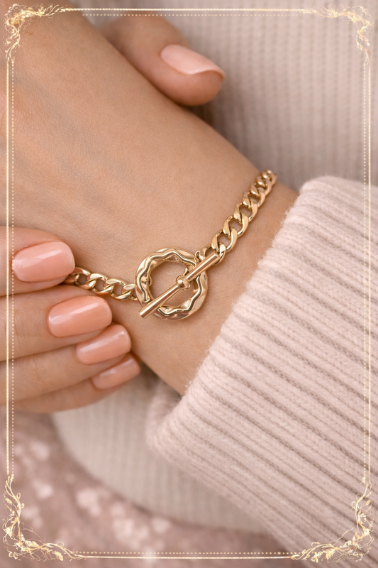 Bracelet Union grand maillon cercle doré en acier inoxydable