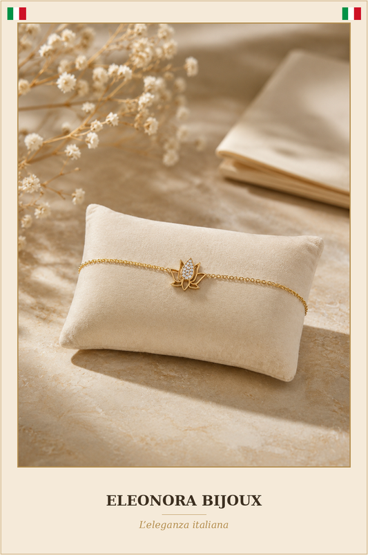 Bracelet Lotus doré en acier inoxydable - Eleonora Bijoux