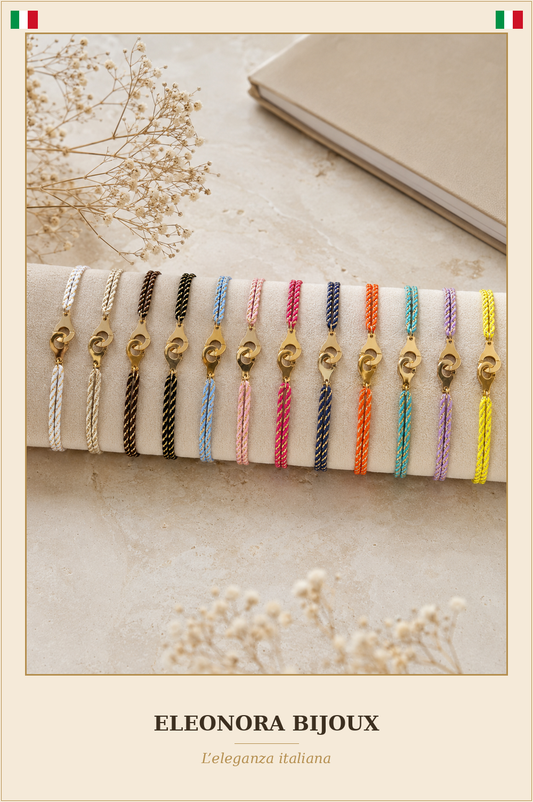 Bracelet cordon Menottes dorées 12 coloris - Eleonora Bijoux