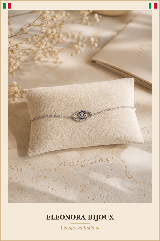 Bracelet Œil Grec argenté en acier inoxydable - Eleonora Bijoux