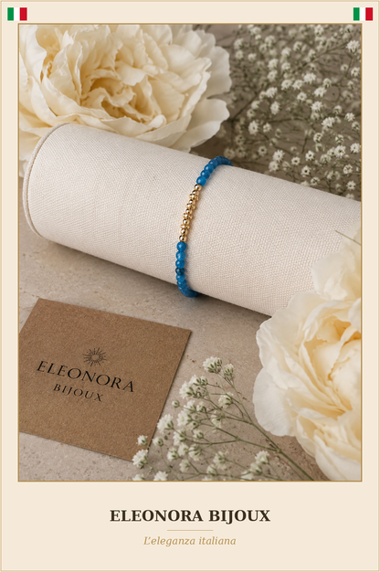 Bracelet Maëlia doré en Apatite Bleue - Eleonora Bijoux