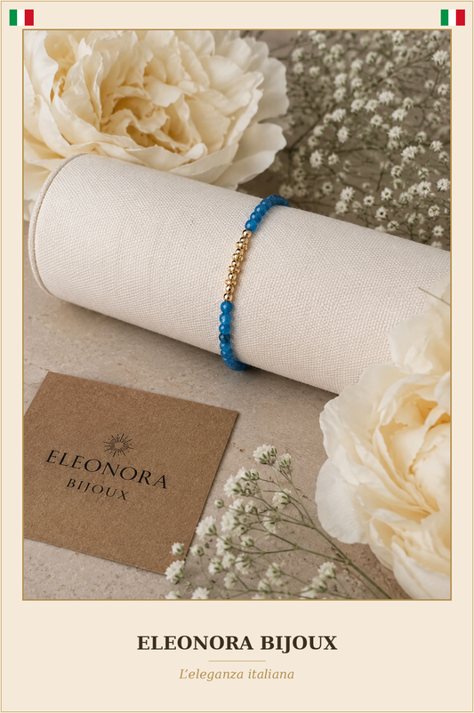 Bracelet Maëlia doré en Apatite Bleue - Eleonora Bijoux