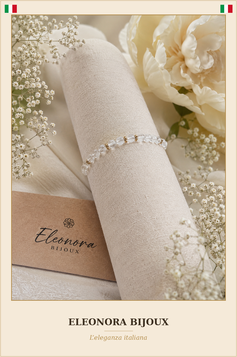 Bracelet Maëlia doré en Cristal de Roche - Eleonora Bijoux