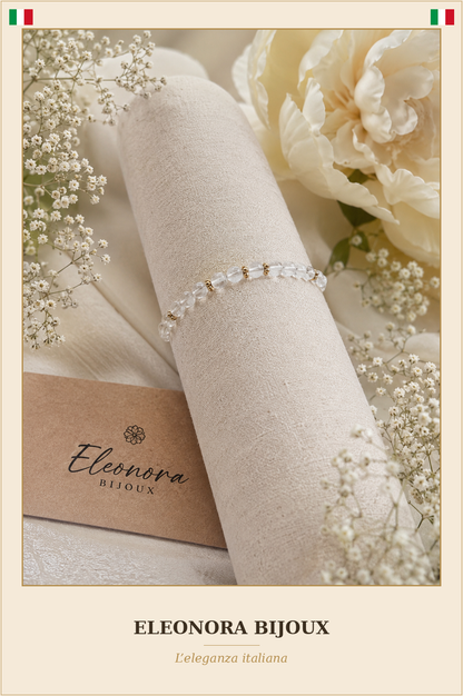 Bracelet Maëlia doré en Cristal de Roche - Eleonora Bijoux