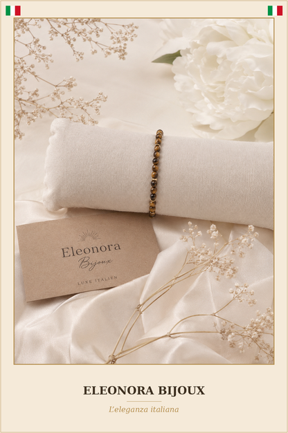 Bracelet Alea doré en Œil de Tigre - Eleonora Bijoux