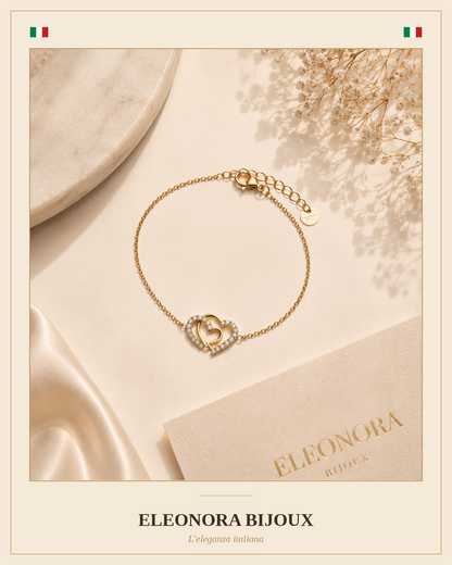 Bracelet Cœur Doré double cœur entrelacé
