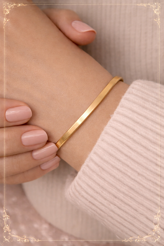 Bracelet jonc doré en acier inoxydable