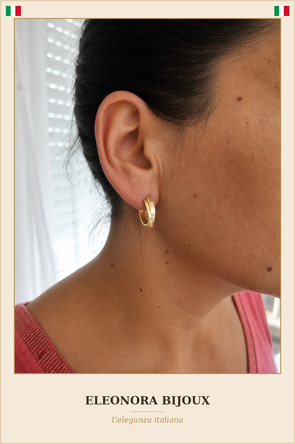 Boucles d'oreilles Créole ouvertes portées - Eleonora Bijoux