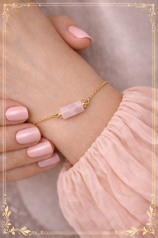 Bracelet Cléa doré en Quartz Rose