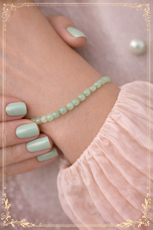 Bracelet Halo doré en Aventurine Verte