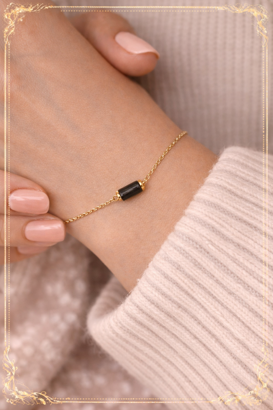 Bracelet Cléa doré en Tourmaline Noire