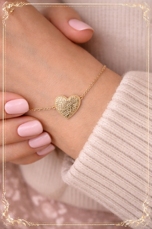 Bracelet doré Cœur texturé