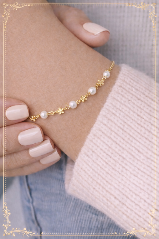 Bracelet Perles Doré en Acier Inoxydable