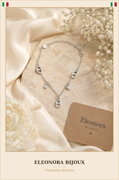 Bracelet de cheville argenté Maillons Marins - Eleonora Bijoux