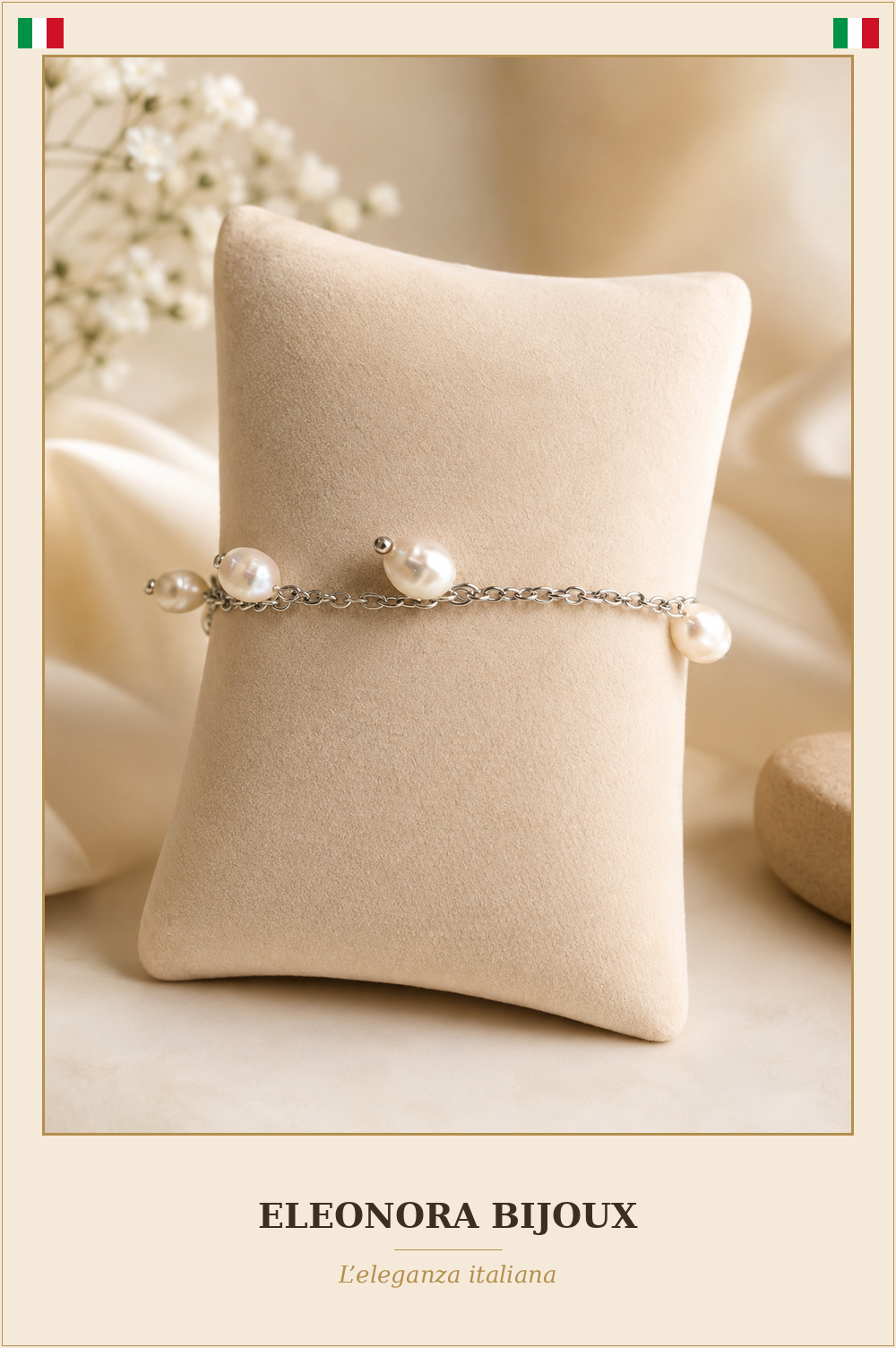 Bracelet de cheville argenté perles - Eleonora Bijoux