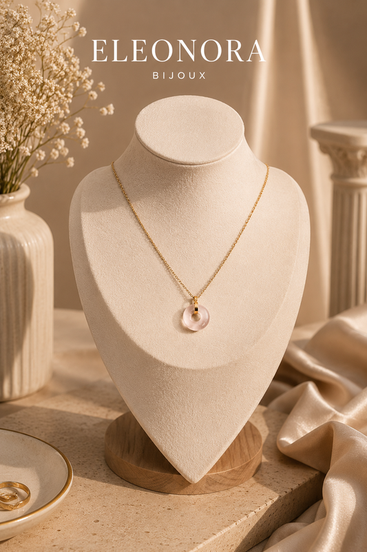 Collier Loa doré en Quartz Rose