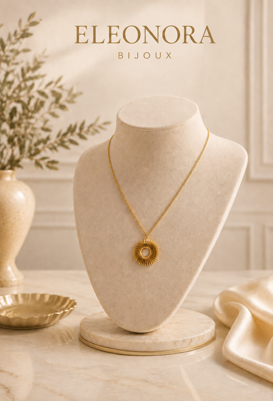Collier Soleil doré en Acier Inoxydable