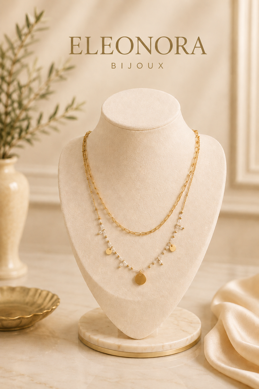 Collier Iris doré en Cristal de Roche