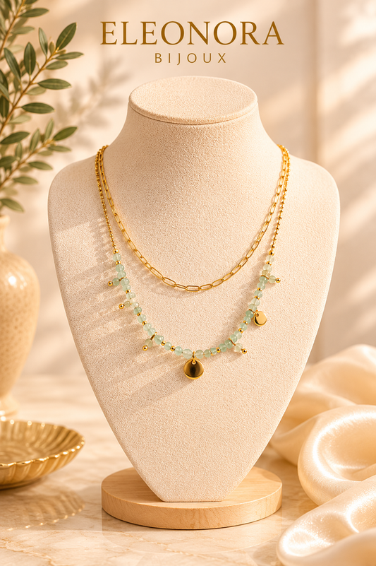 Collier Iris doré en Aventurine