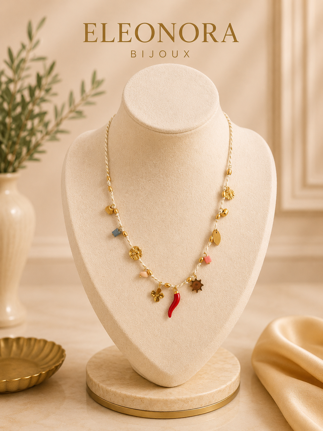 Collier Charm Doré en Acier Inoxydable