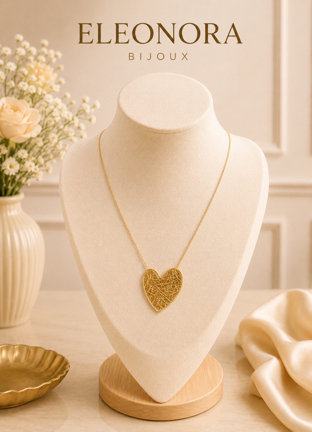 Collier Cœur Doré en Acier Inoxydable