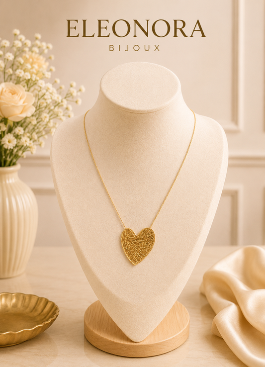 Collier Cœur Doré en Acier Inoxydable