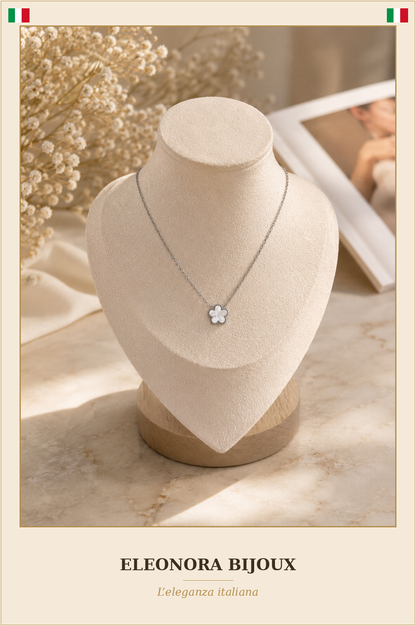 Collier Fleur Nacre argenté - Eleonora Bijoux