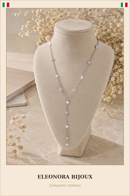 Collier Y Trèfles argenté - Eleonora Bijoux