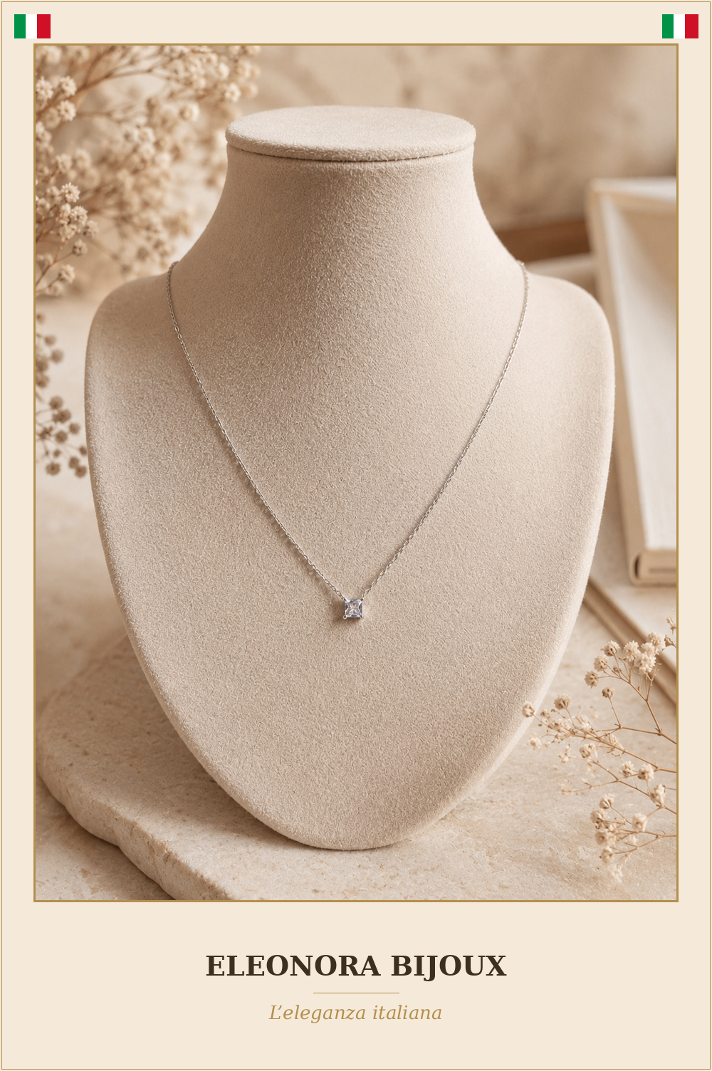 Collier Solitaire argenté - Eleonora Bijoux