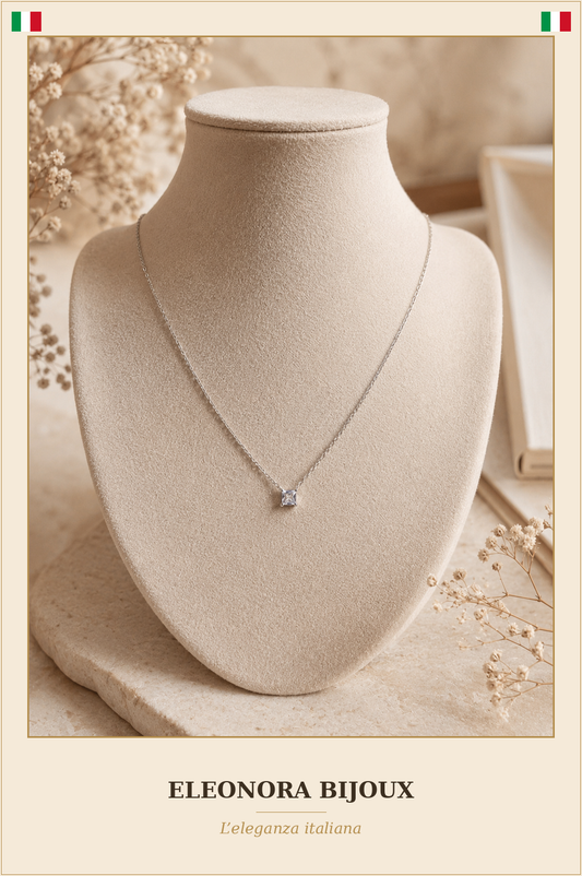 Collier Solitaire argenté - Eleonora Bijoux