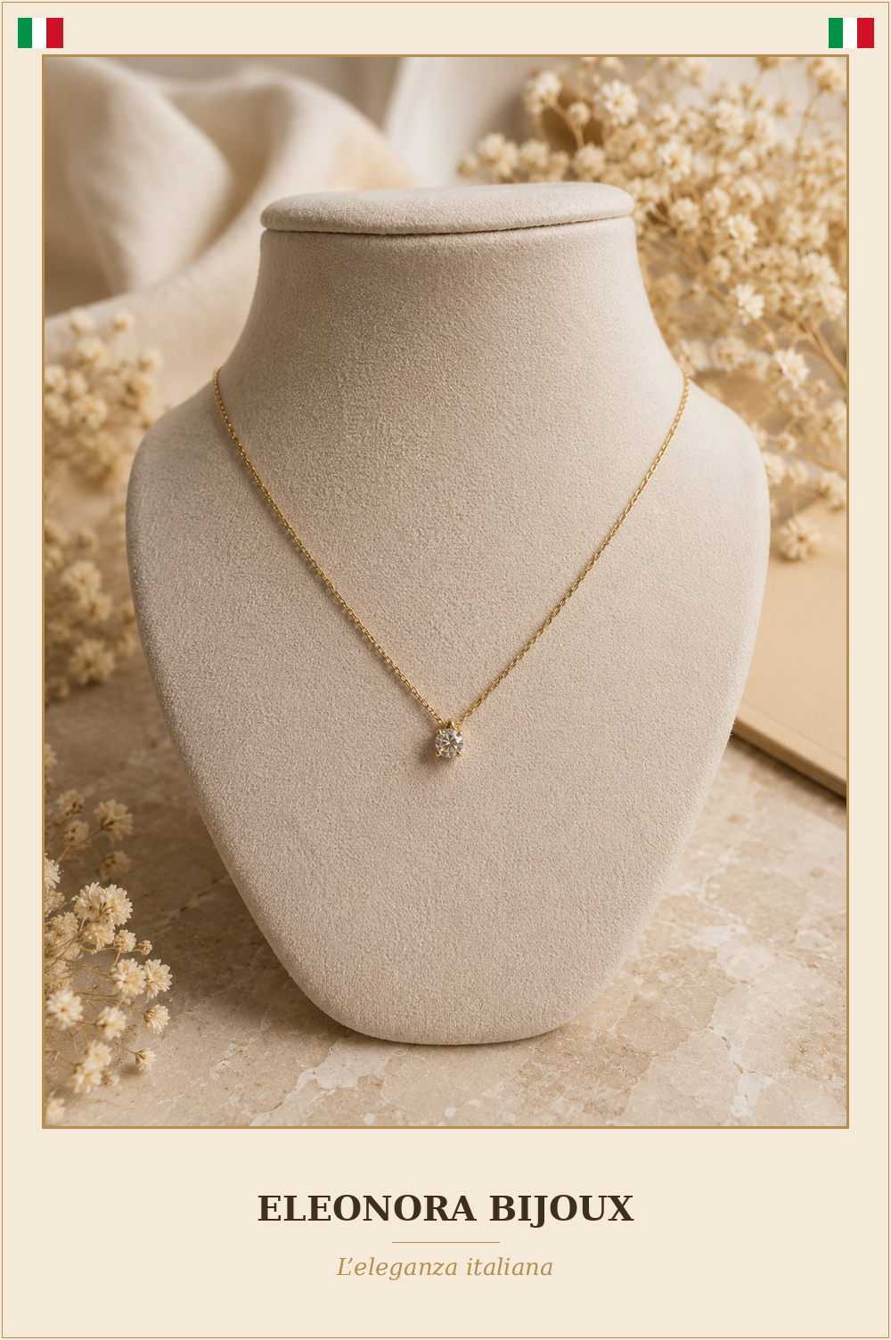 Collier Solitaire doré - Eleonora Bijoux