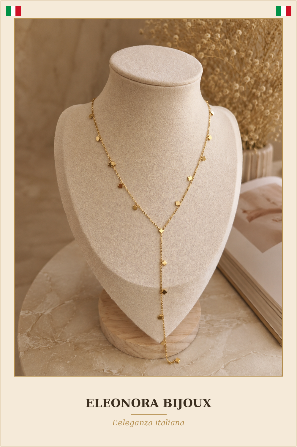 Collier Y Losanges doré - Eleonora Bijoux