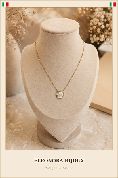 Collier Fleur Nacre dorée - Eleonora Bijoux