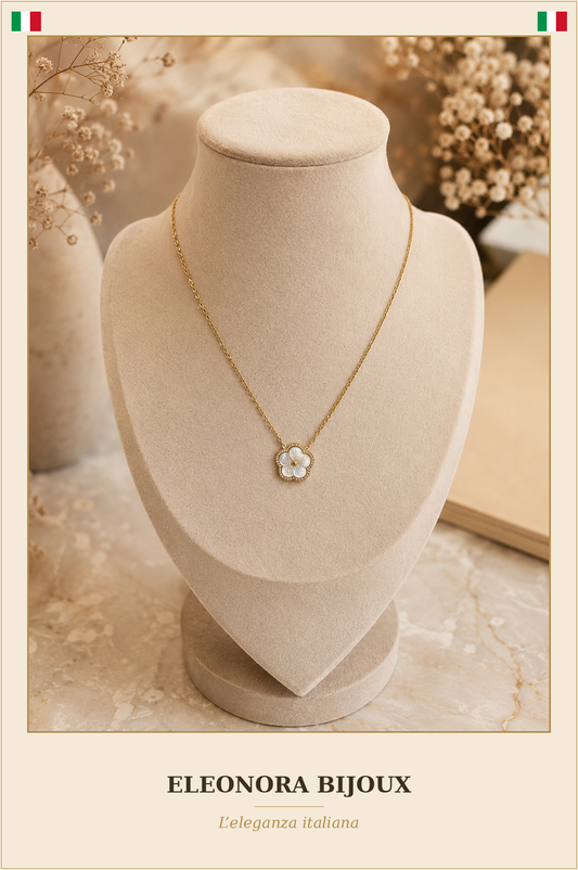 Collier Fleur Nacre dorée - Eleonora Bijoux