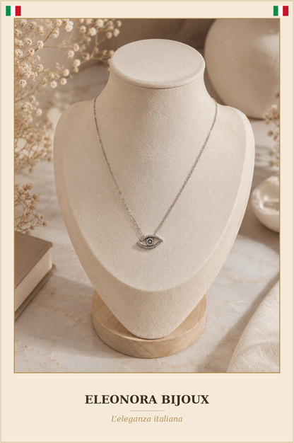 Collier Œil Grec argenté - Eleonora Bijoux