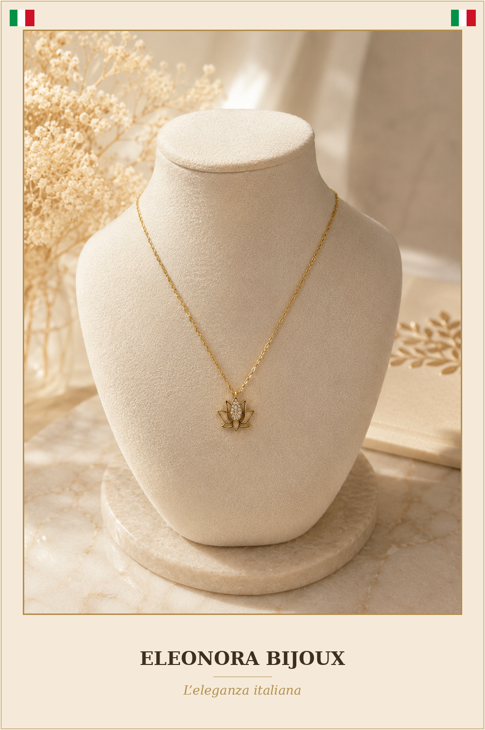 Collier Lotus doré - Eleonora Bijoux