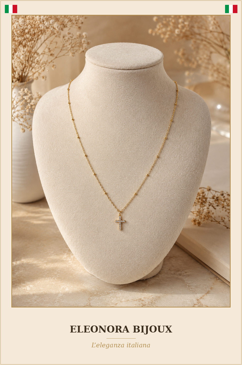 Collier Petite Croix dorée - Eleonora Bijoux