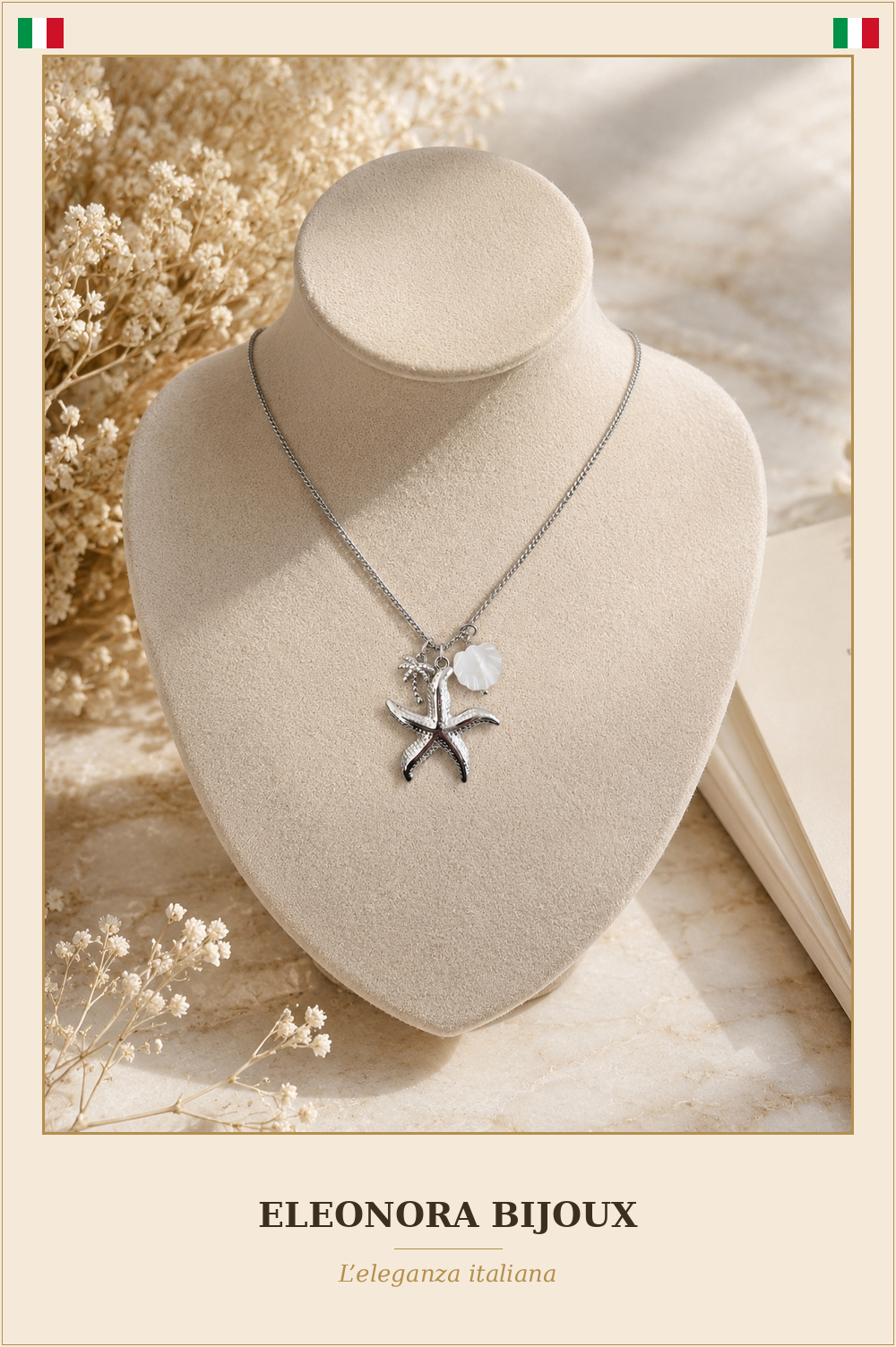 Collier Étoile de mer et Nacre argenté - Eleonora Bijoux