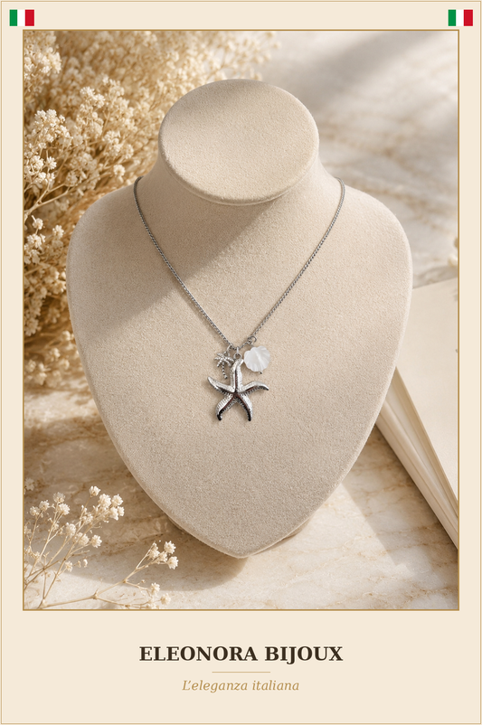 Collier Étoile de mer et Nacre argenté - Eleonora Bijoux