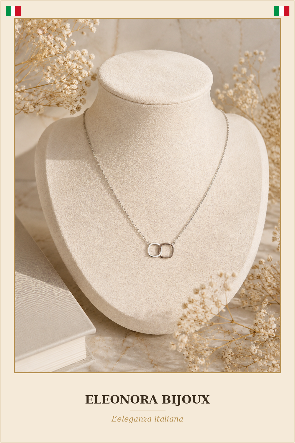 Collier Union deux anneaux argenté - Eleonora Bijoux