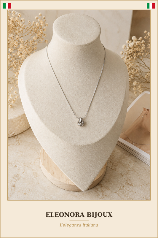 Collier Nœud d'amour argenté - Eleonora Bijoux