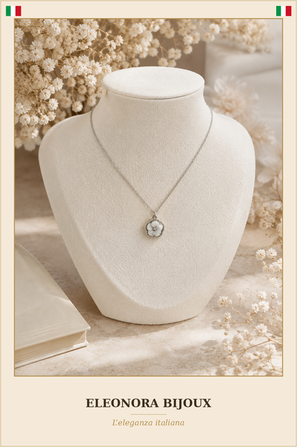 Collier Fleur Nacre et zircon - Eleonora Bijoux