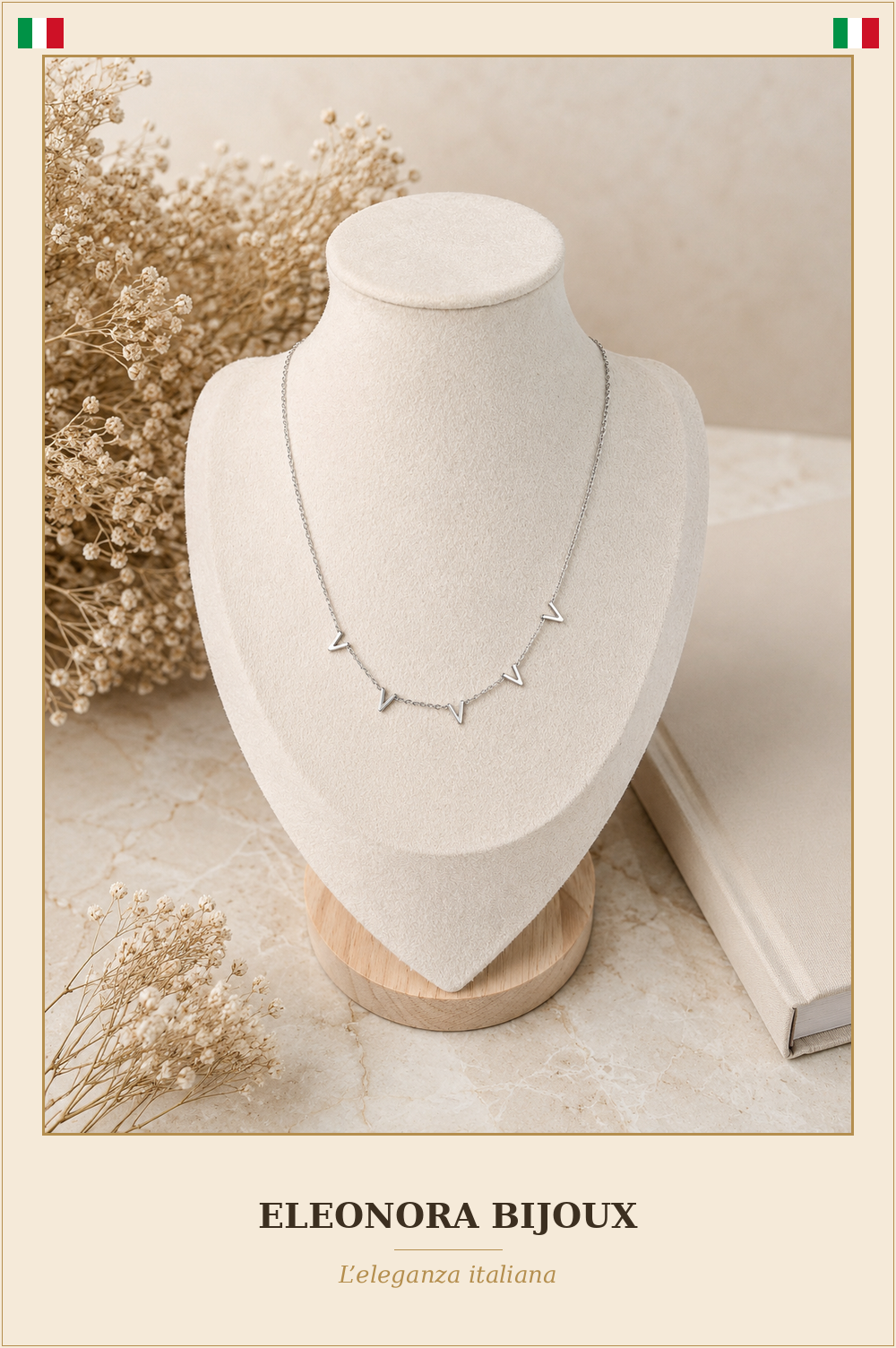 Collier 5 Chevrons argenté - Eleonora Bijoux