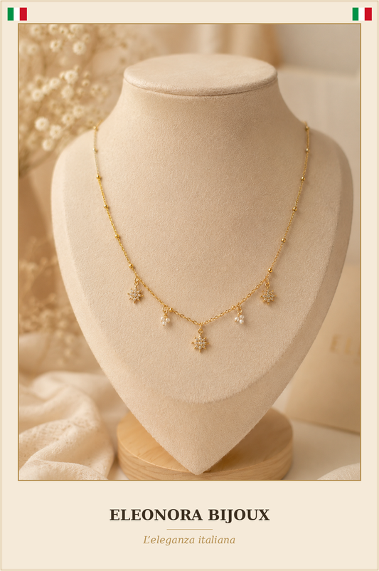 Collier doré étoiles strass - Eleonora Bijoux