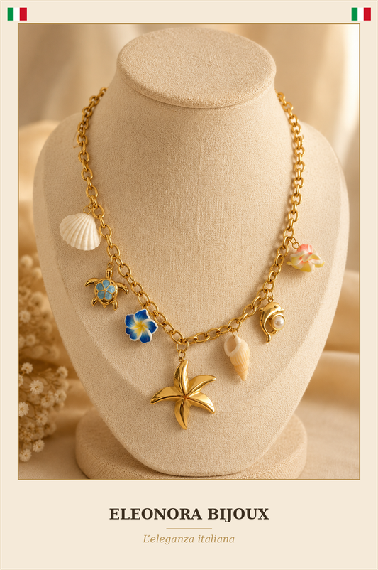 Collier Été doré multi-charms - Eleonora Bijoux