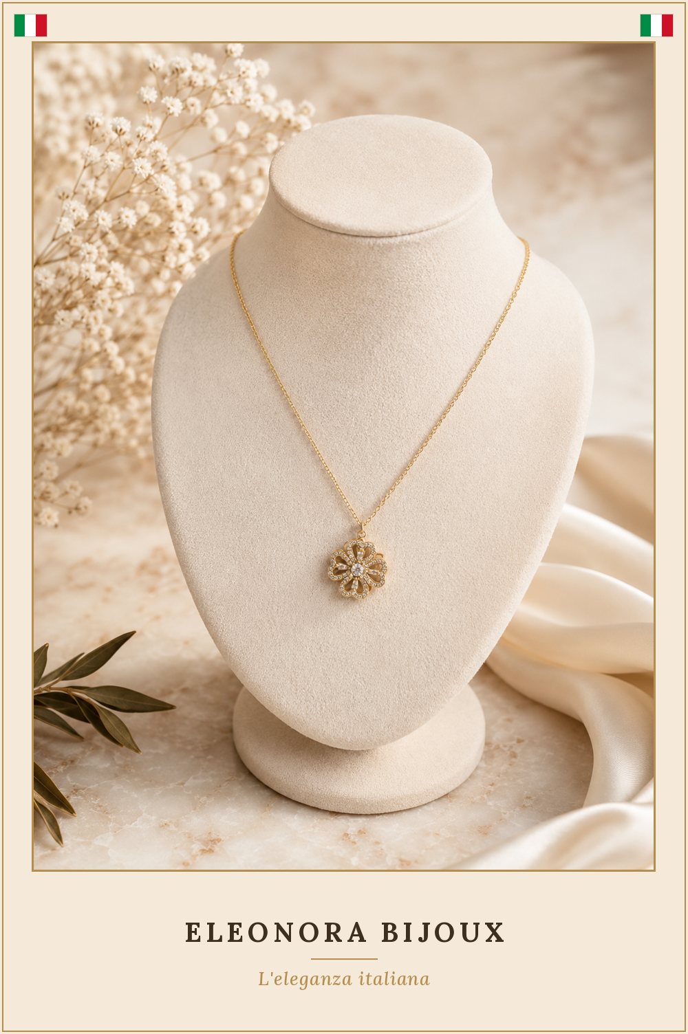Collier fleur anti-stress